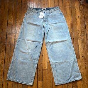 Princess Polly Blue Flare Wide Leg Jeans